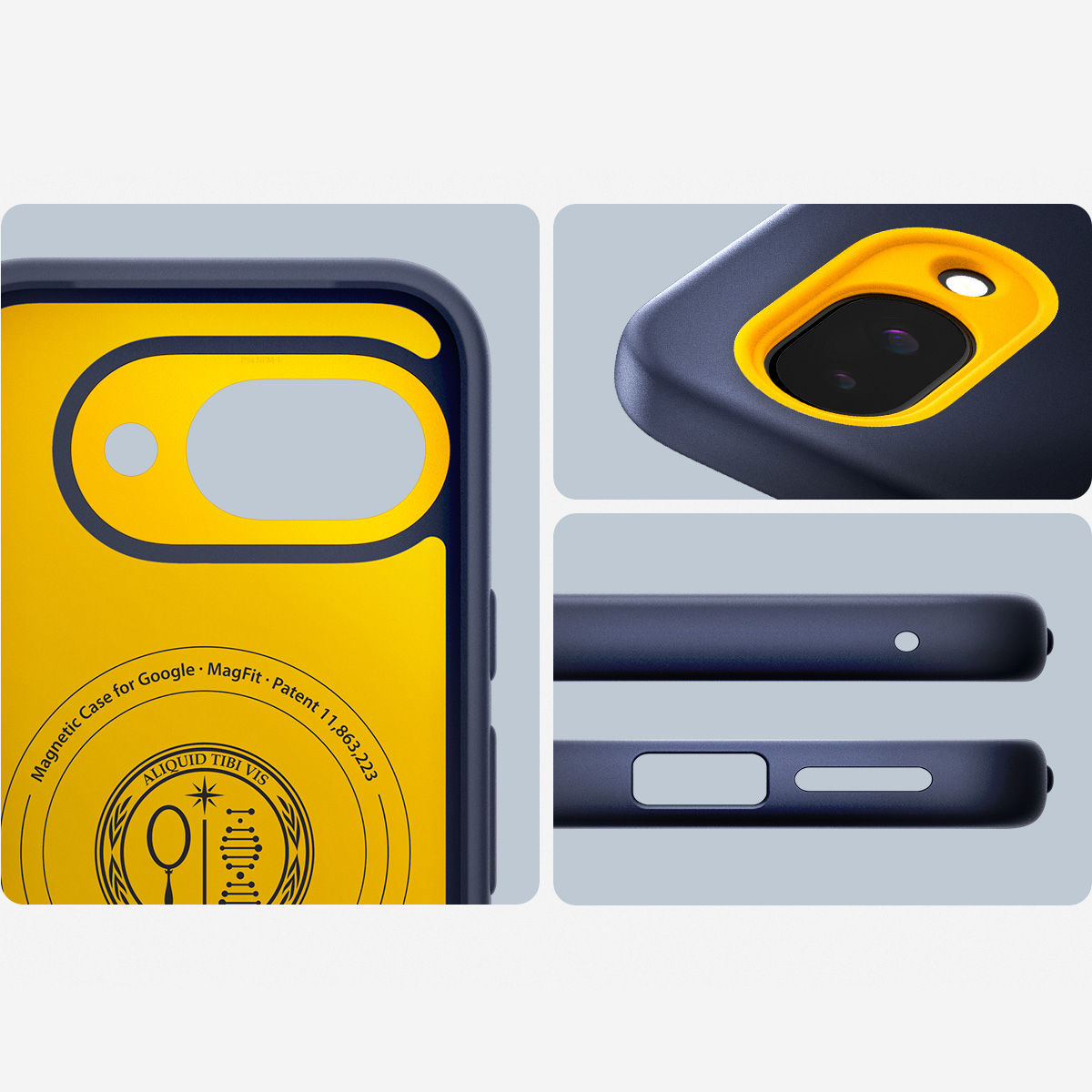 Etui Spigen Nano Pop Mag do MagSafe do Google Pixel 9a, granatowo-żółte